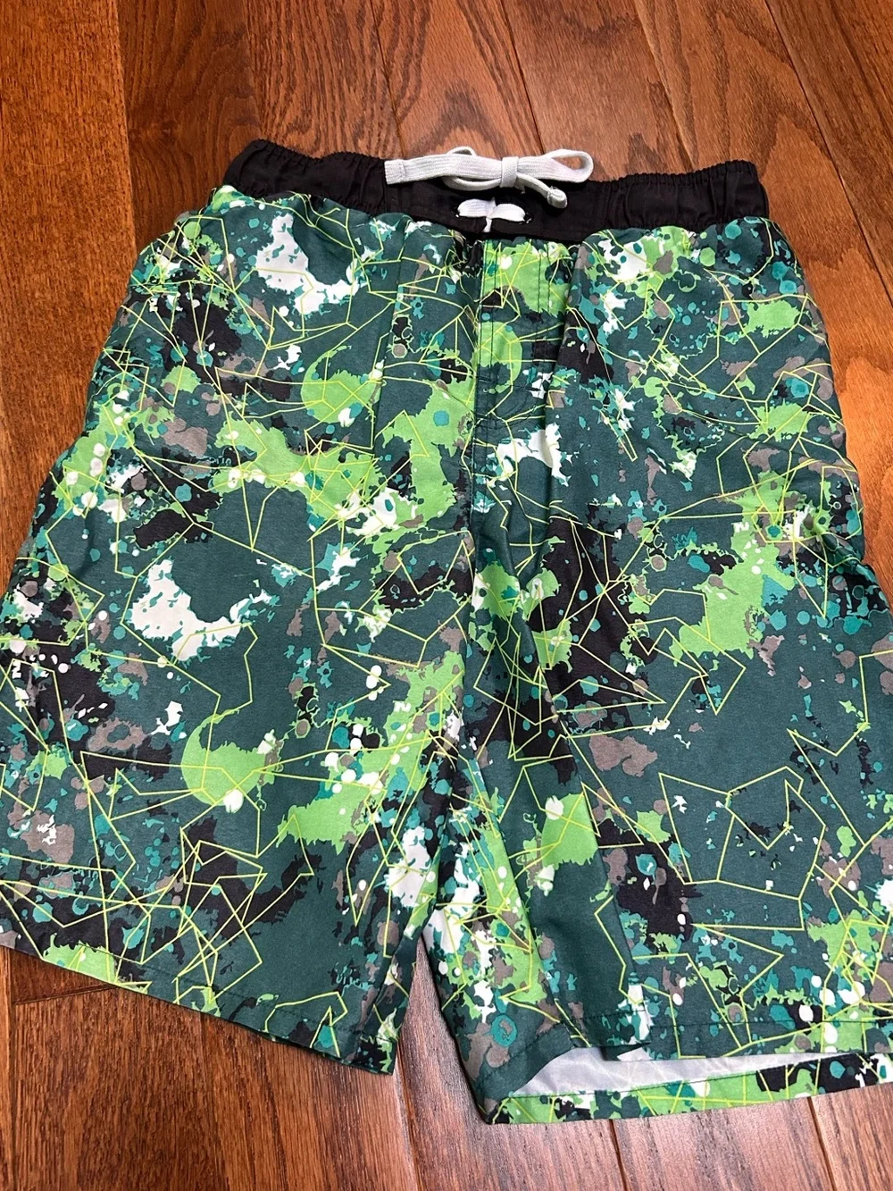 Joe Boxer Swim Trunks Bundle 2 pairs size L(10/12) Green Black Grey